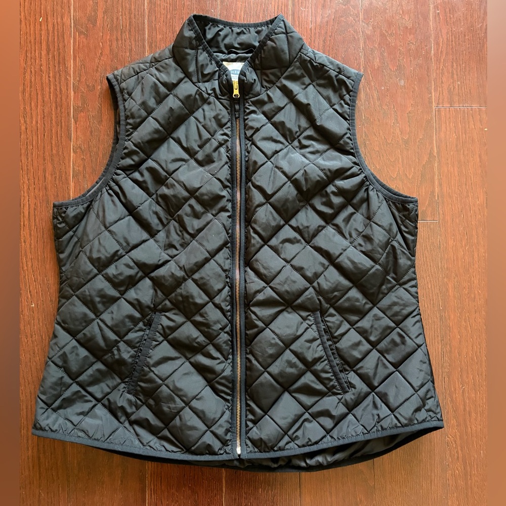 0001-Old Navy Black Quilted Vest with Gold Zipper